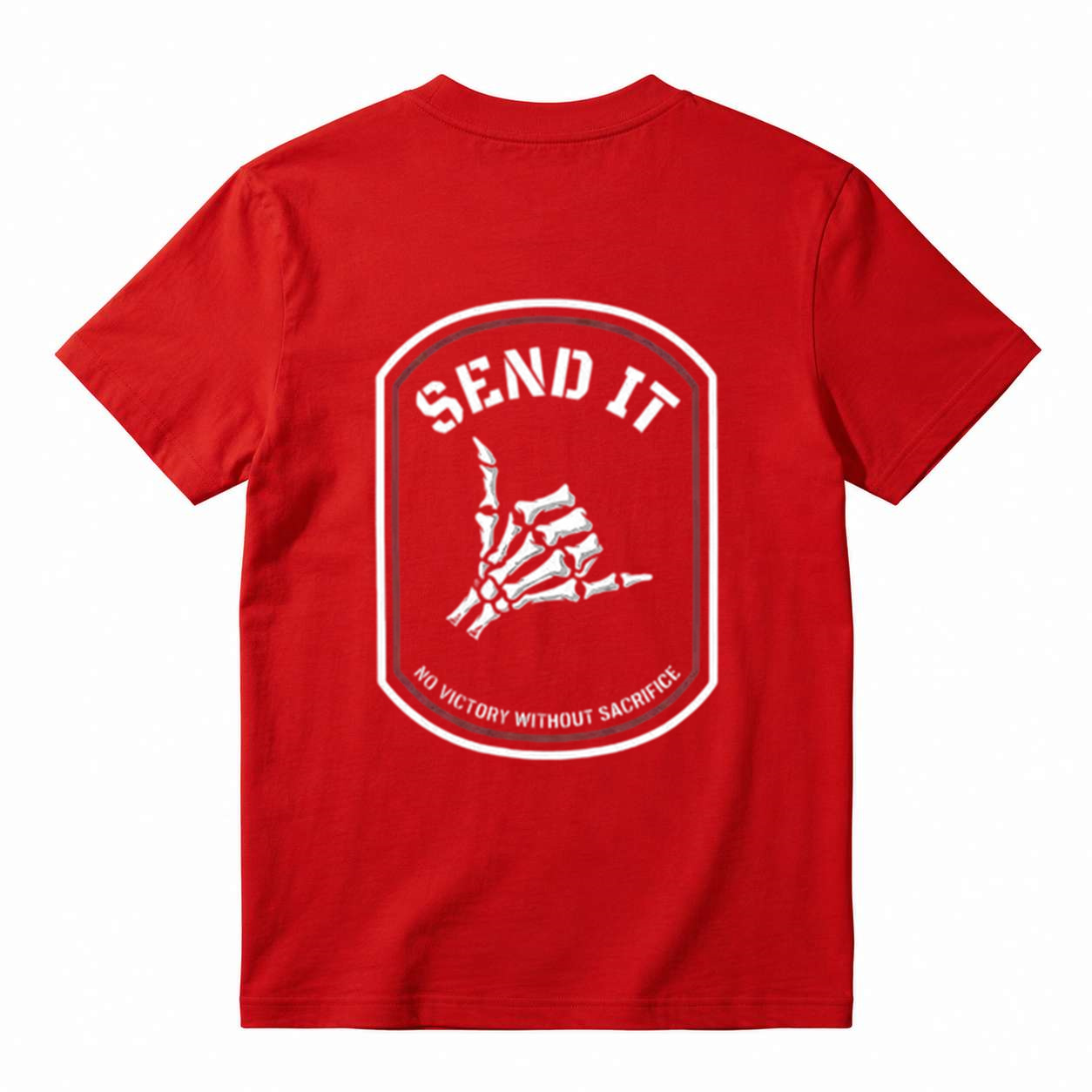 Send It Tactical Shirt Motivation Mindset Graphic Tee No Victory Without Sacrifice T-Shirt Tactical Streetwear Gym Shirt Edgy Skull Hand Graphic Tee for Men Women Casual Style Tee Casual Scoop Neck