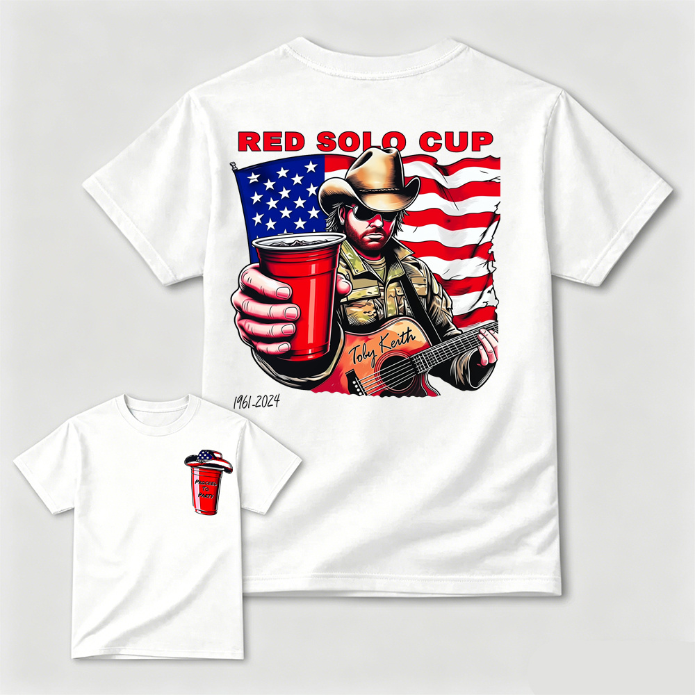 Vintage Country Music Red Cup American Flag Graphic T-Shirt