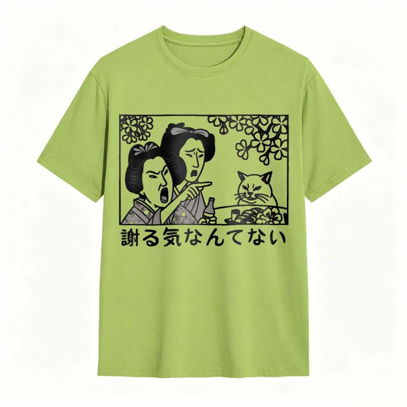 Two Women And Cat With Flowers tshirt 100% cotton
