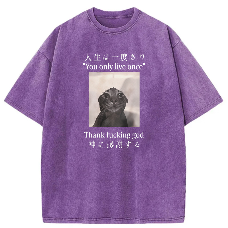Life Is Once Only Thank God For Cat tshirt 100% cotton