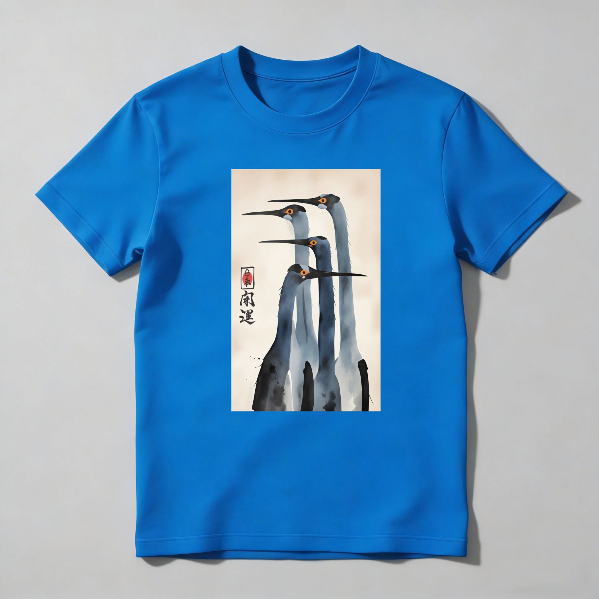 Three Cranes Standing Together In Harmony tshirt 100% cotton