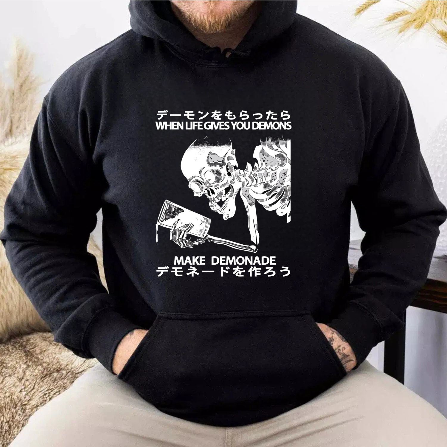 When Life Gives You Demons Make Demonade Hoodie With Skull And Axe Design