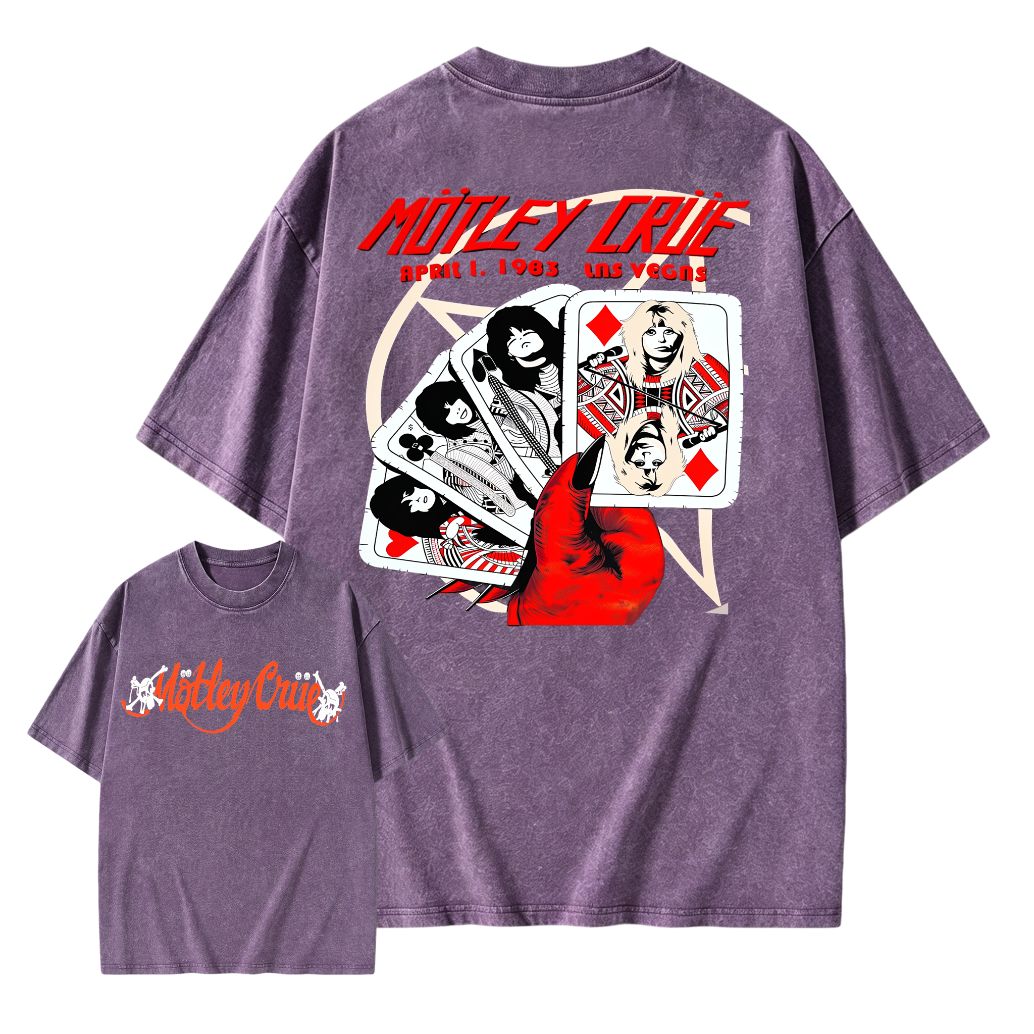 Vintage Retro Rock Poker Devil Hand Pentagram Graphic T-Shirt