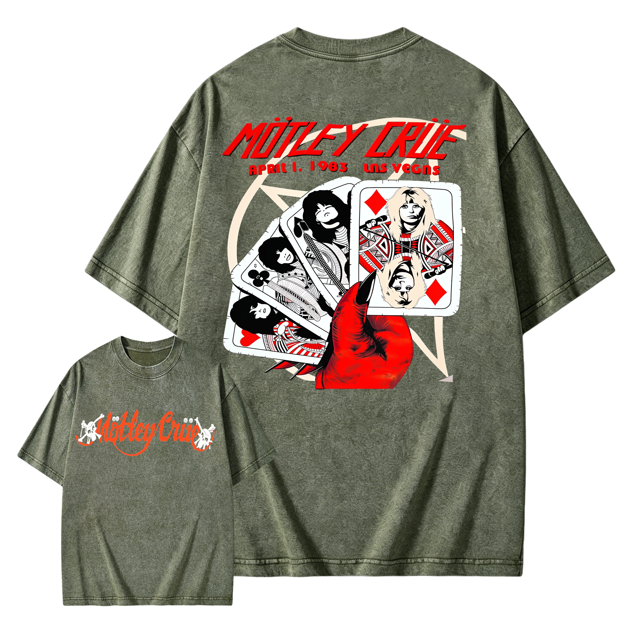 Vintage Retro Rock Poker Devil Hand Pentagram Graphic T-Shirt