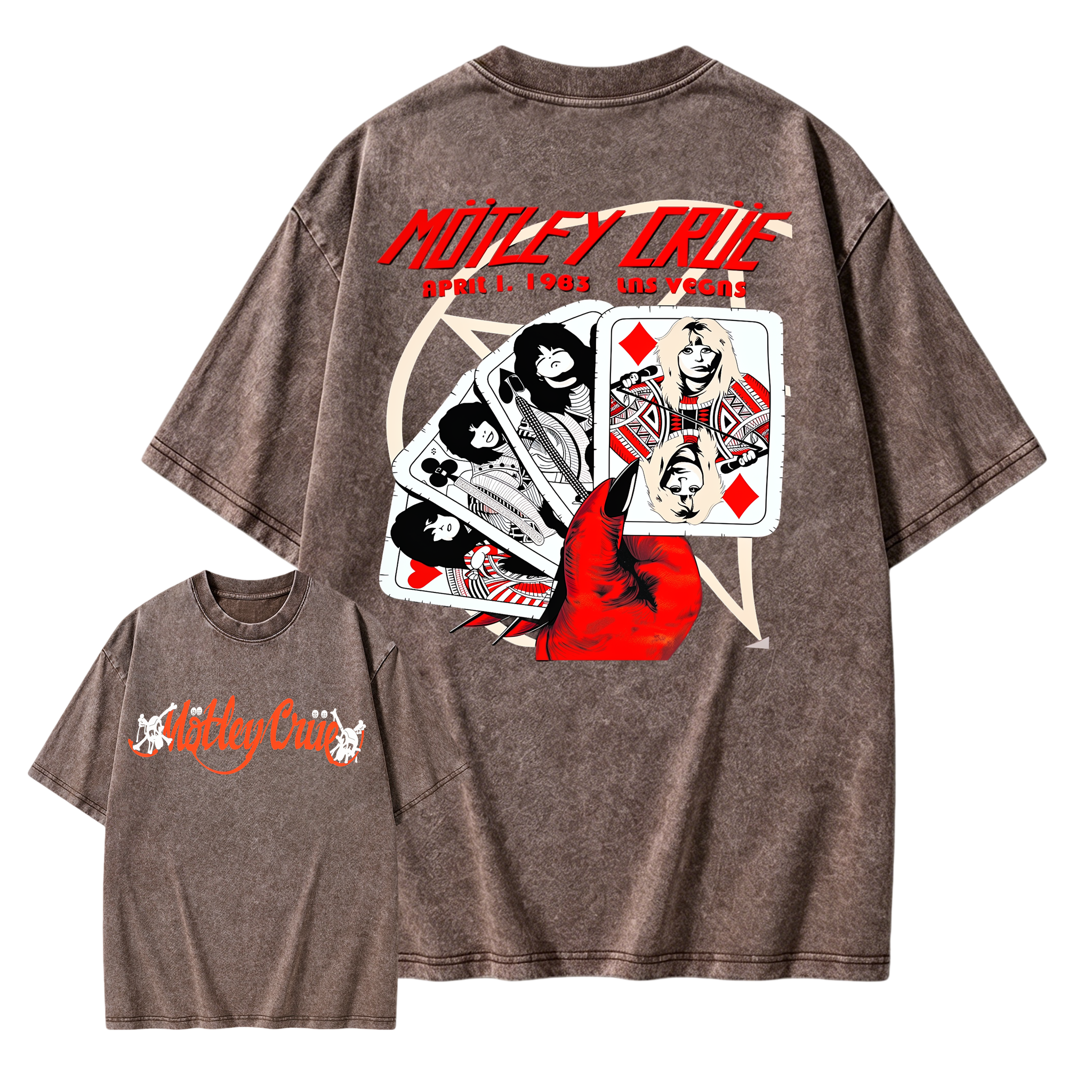 Vintage Retro Rock Poker Devil Hand Pentagram Graphic T-Shirt