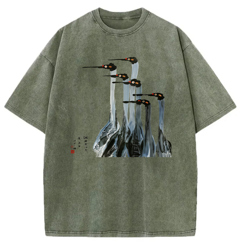 Birds Perched On Rock Formation tshirt 100% cotton