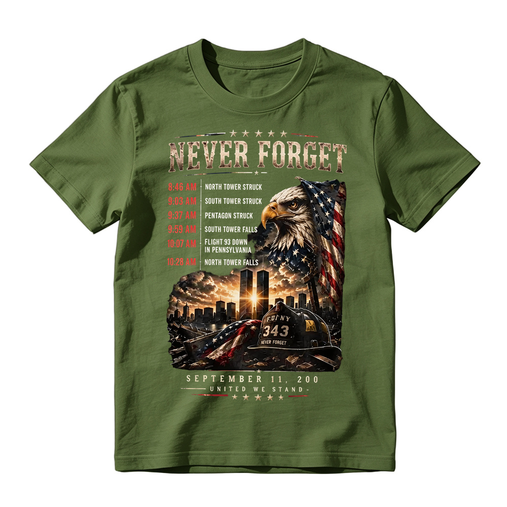 Never Forget 25th Anniversary Patriotic Tee, 9/11 Anniversary T-Shirt, September 11 Memorial Shirt
