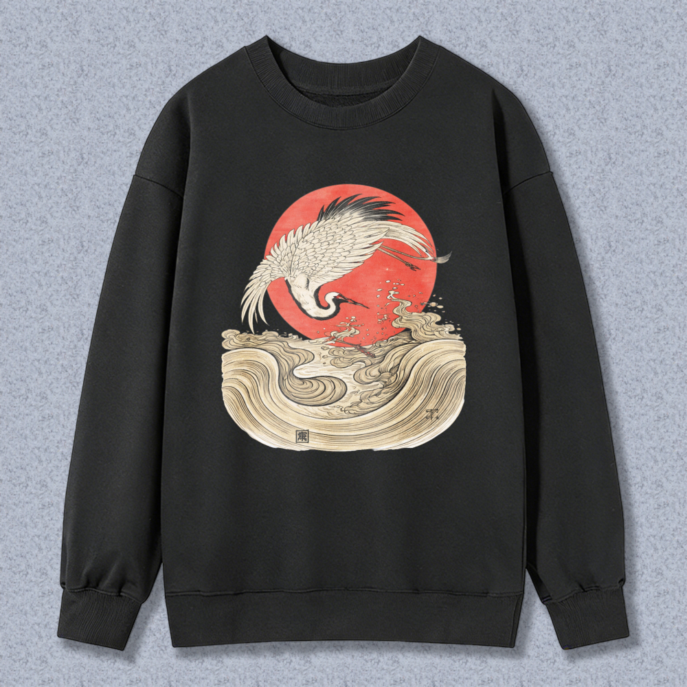 Phoenix Rising Over Waves Unisex Crewneck Classic Sweatshirt