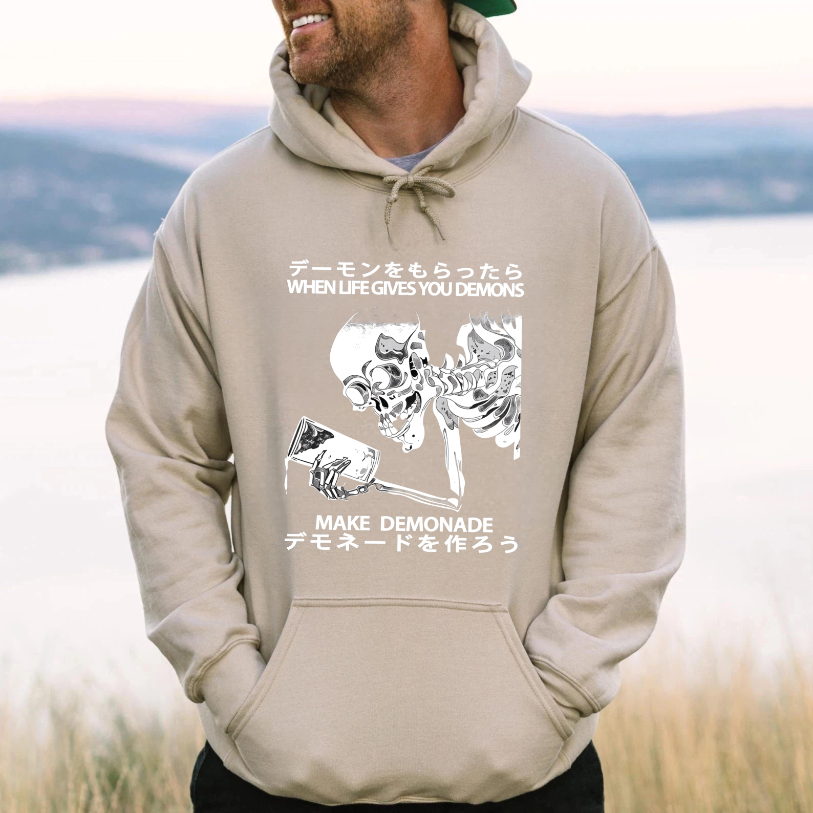 When Life Gives You Demons Make Demonade Hoodie With Skull And Axe Design