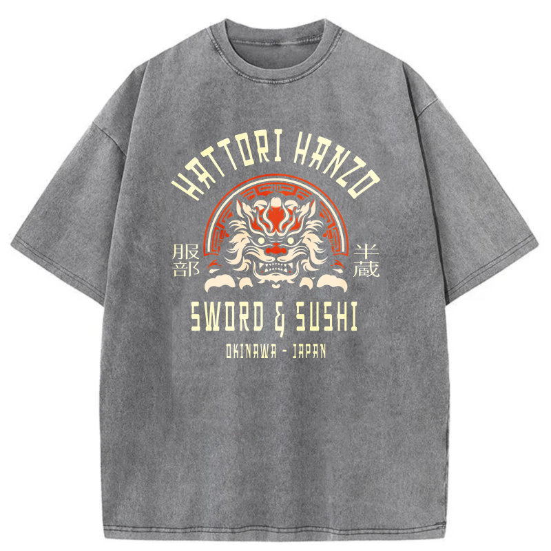Hattori Hanzo Sword Sushi Okinawa Japan tshirt 100% cotton