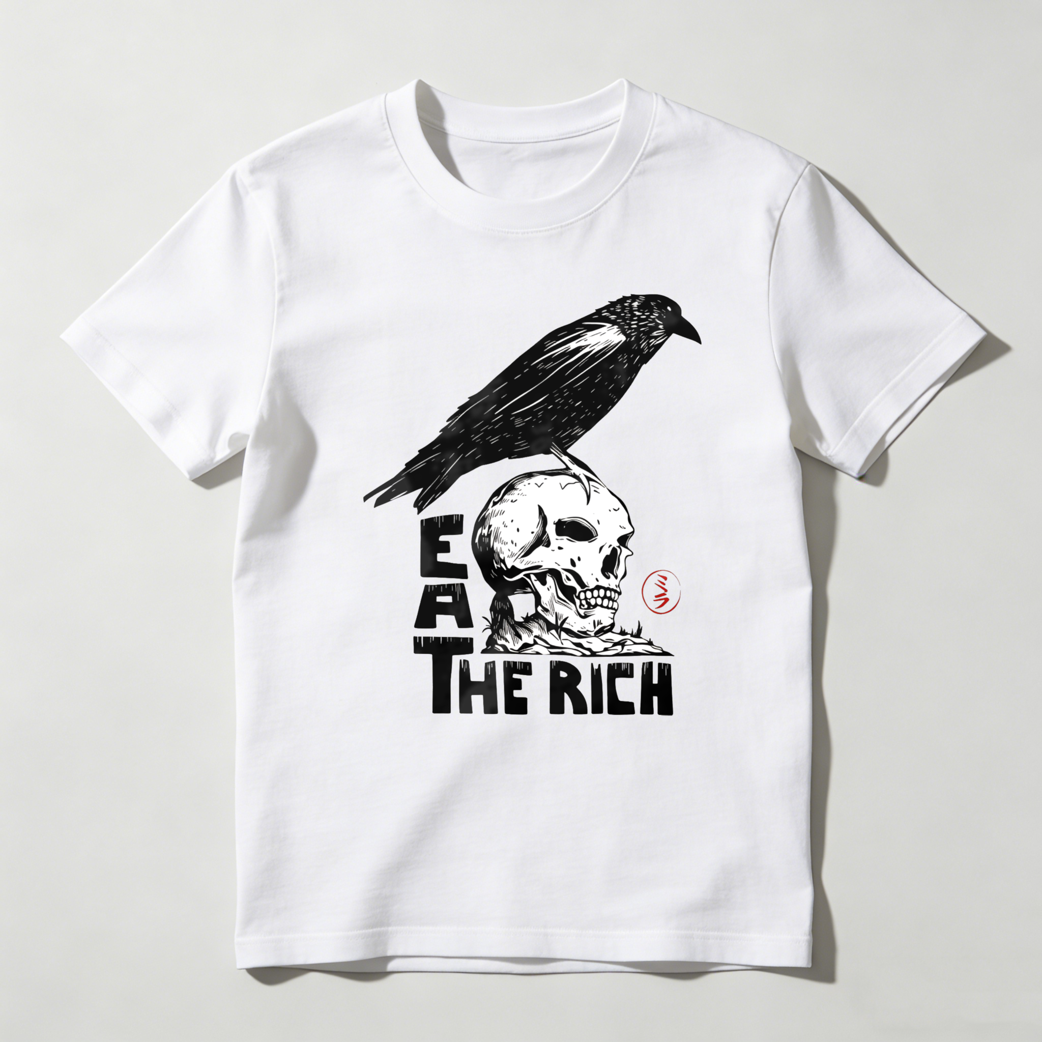 Skull With Comet And Text Pattern tshirt 100% cotton