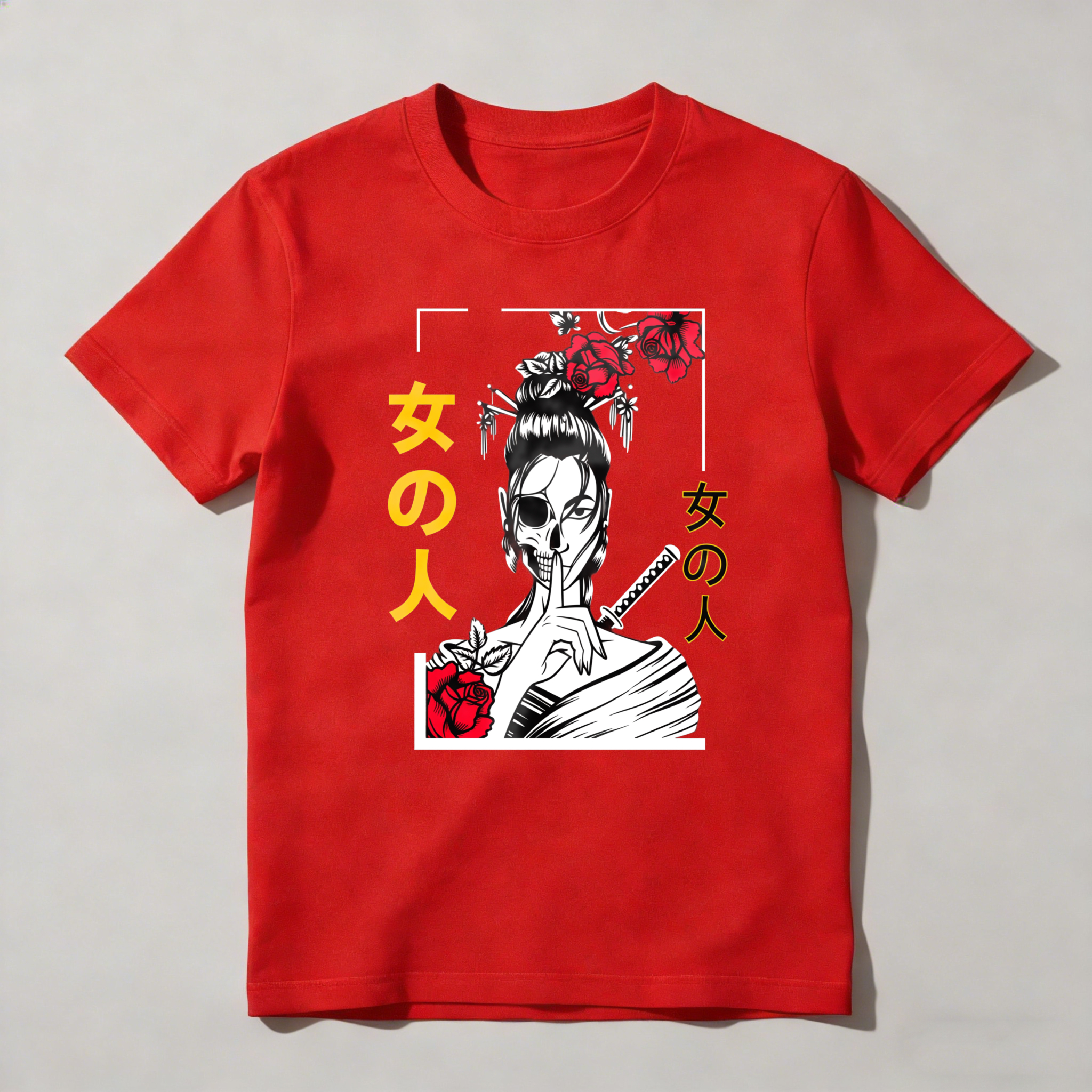 Woman With Rose And Sword Art tshirt 100% cotton