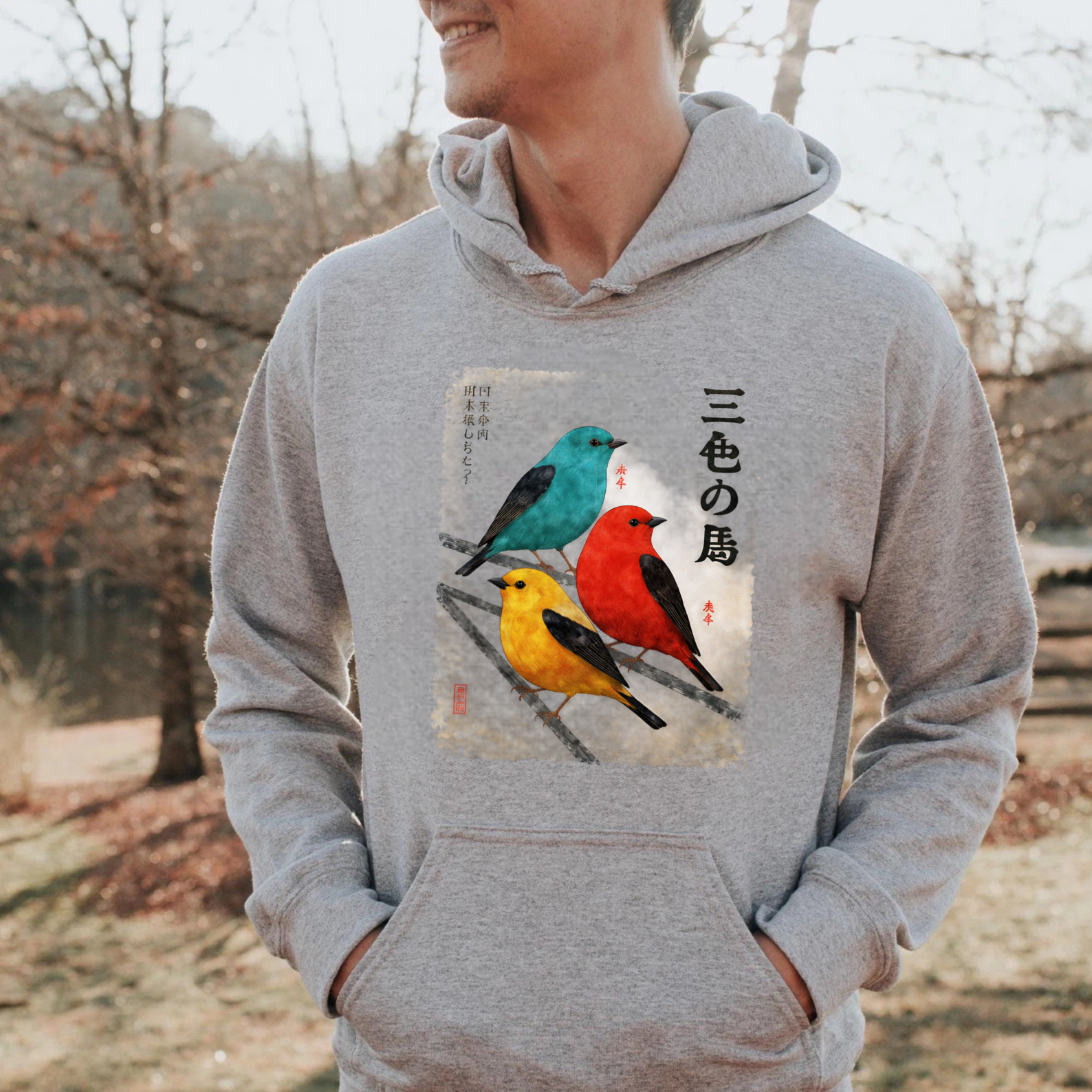 Colorful Birds Art Print Hoodie Unisex Sweatshirt With Front Pocket And Drawstring Hood