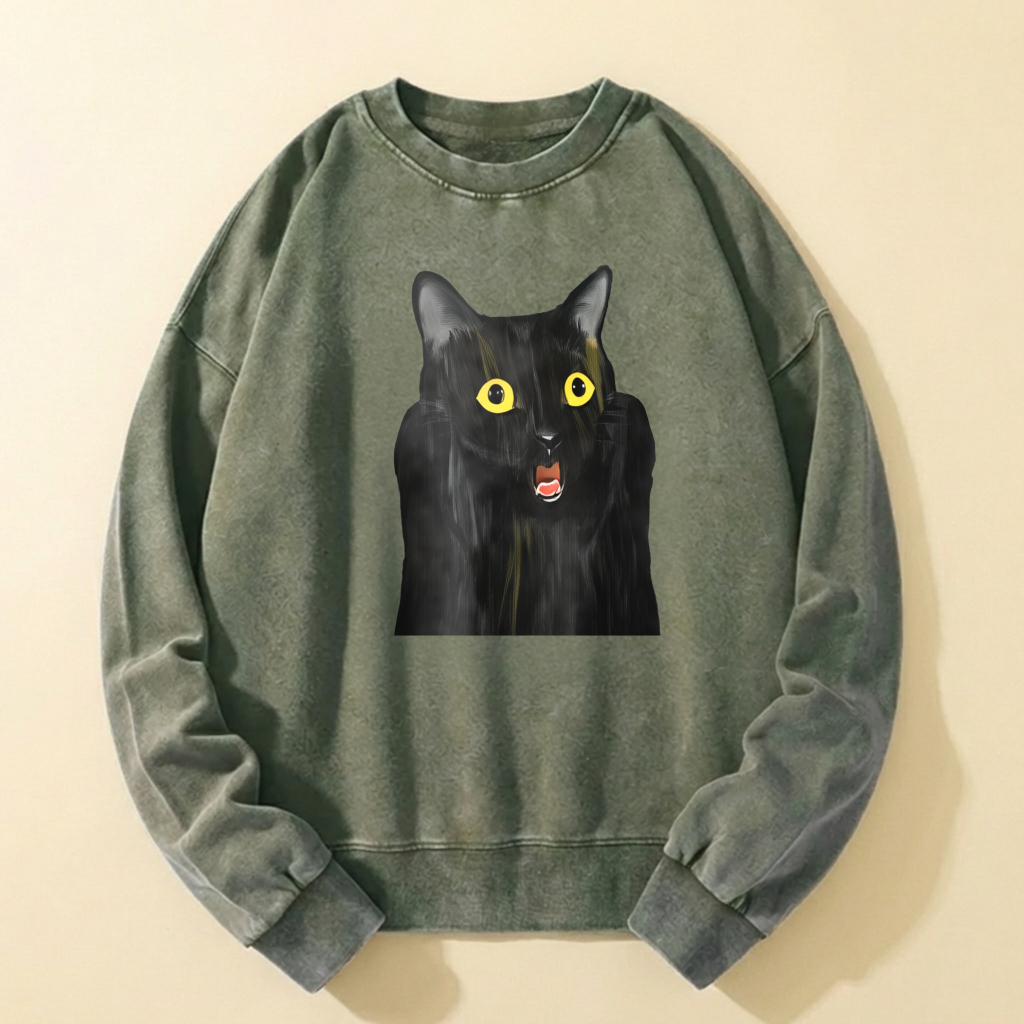 Black Cat Graphic Sweatshirt Unisex Cotton Long Sleeve Pullover Casual Top