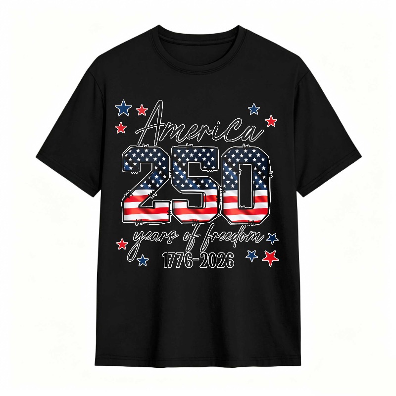 America 250 Years Of Freedom 100% Cotton Graphic T-shirt
