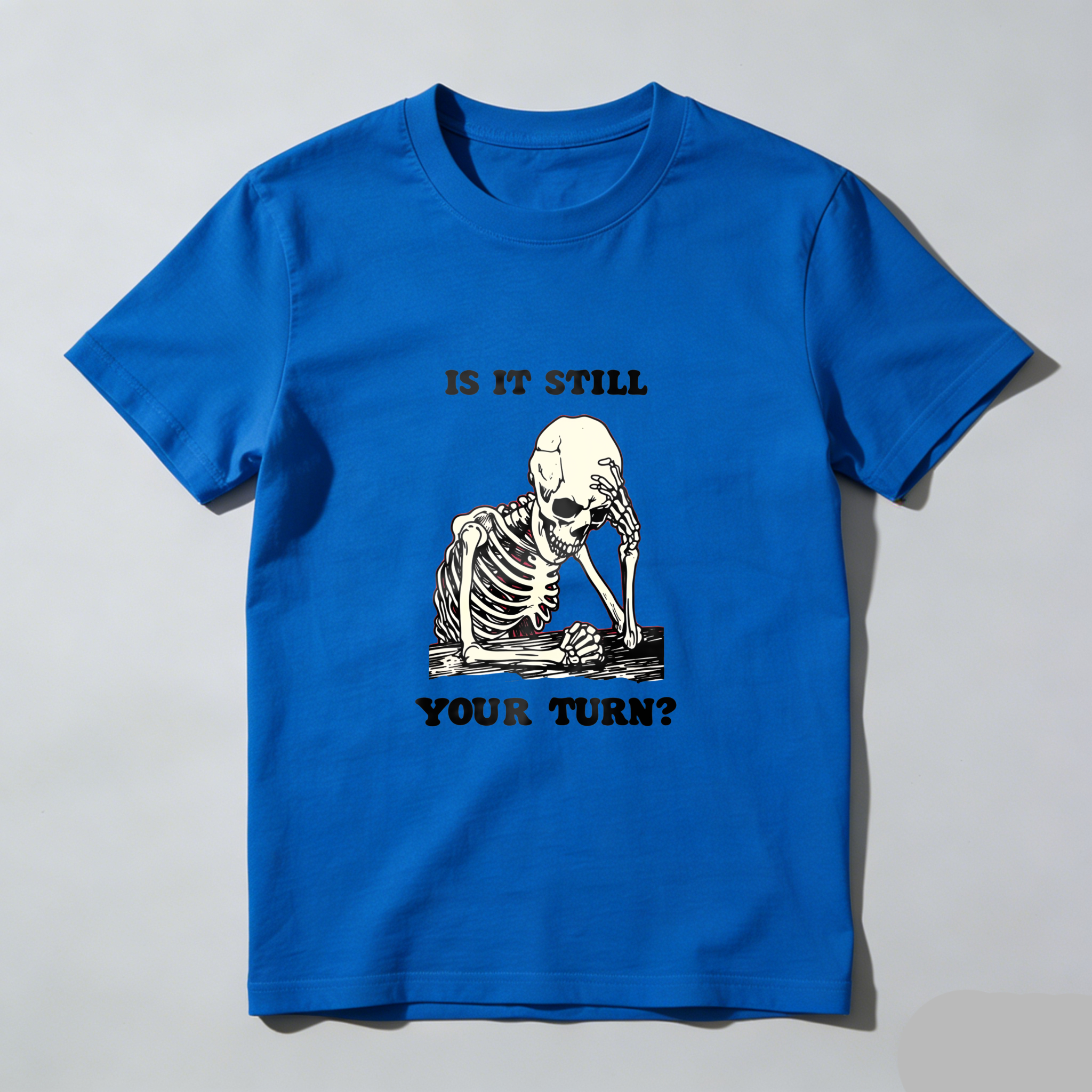 Skeleton Playing Chess With Text tshirt 100% cotton