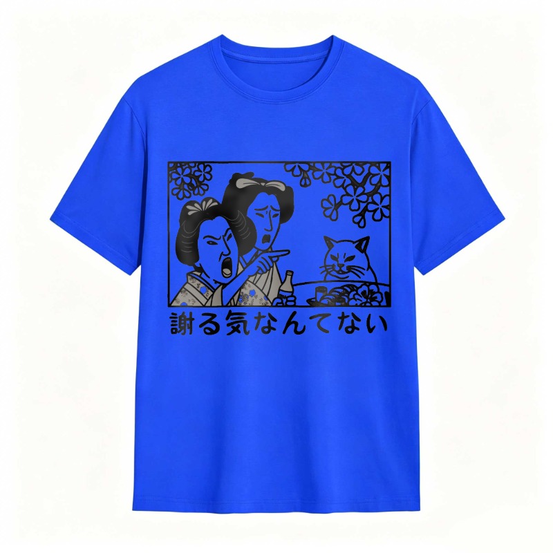 Two Women And Cat With Flowers tshirt 100% cotton