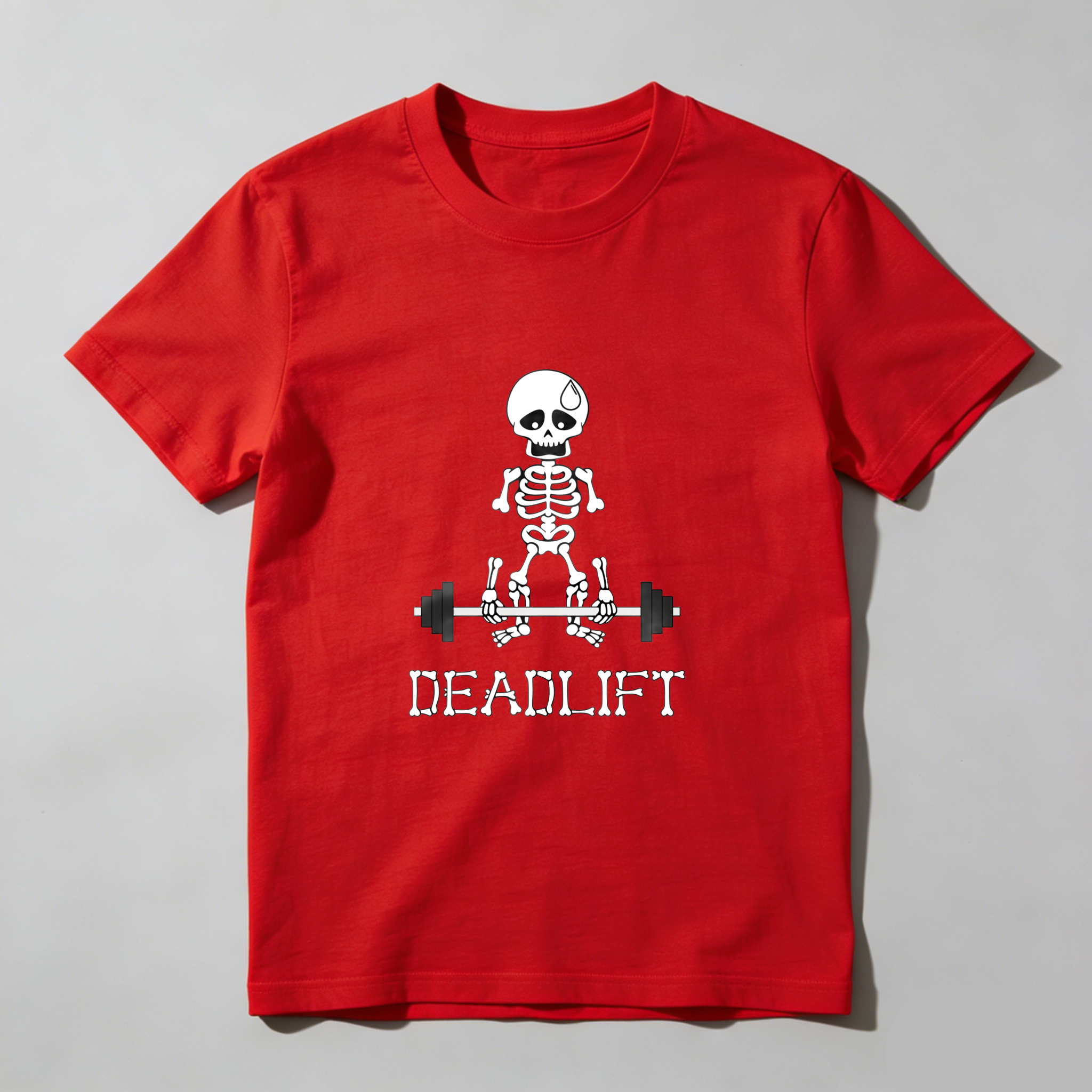 Skeleton Deadlift Barbell Weightlifting Gym Fitness Workout Exercise tshirt 100% cotton