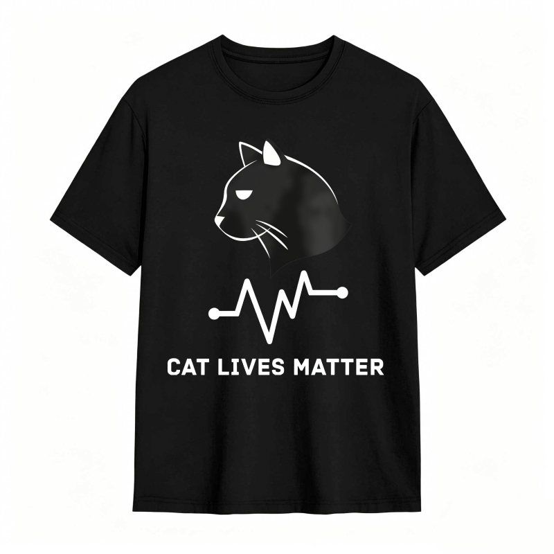 Cat Lives Matter Heartbeat Design tshirt 100% cotton