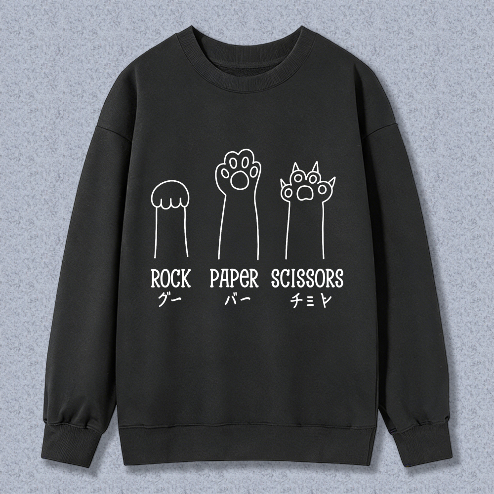 Rock Paper Scissors Cat Paw Unisex Crewneck Classic Sweatshirt