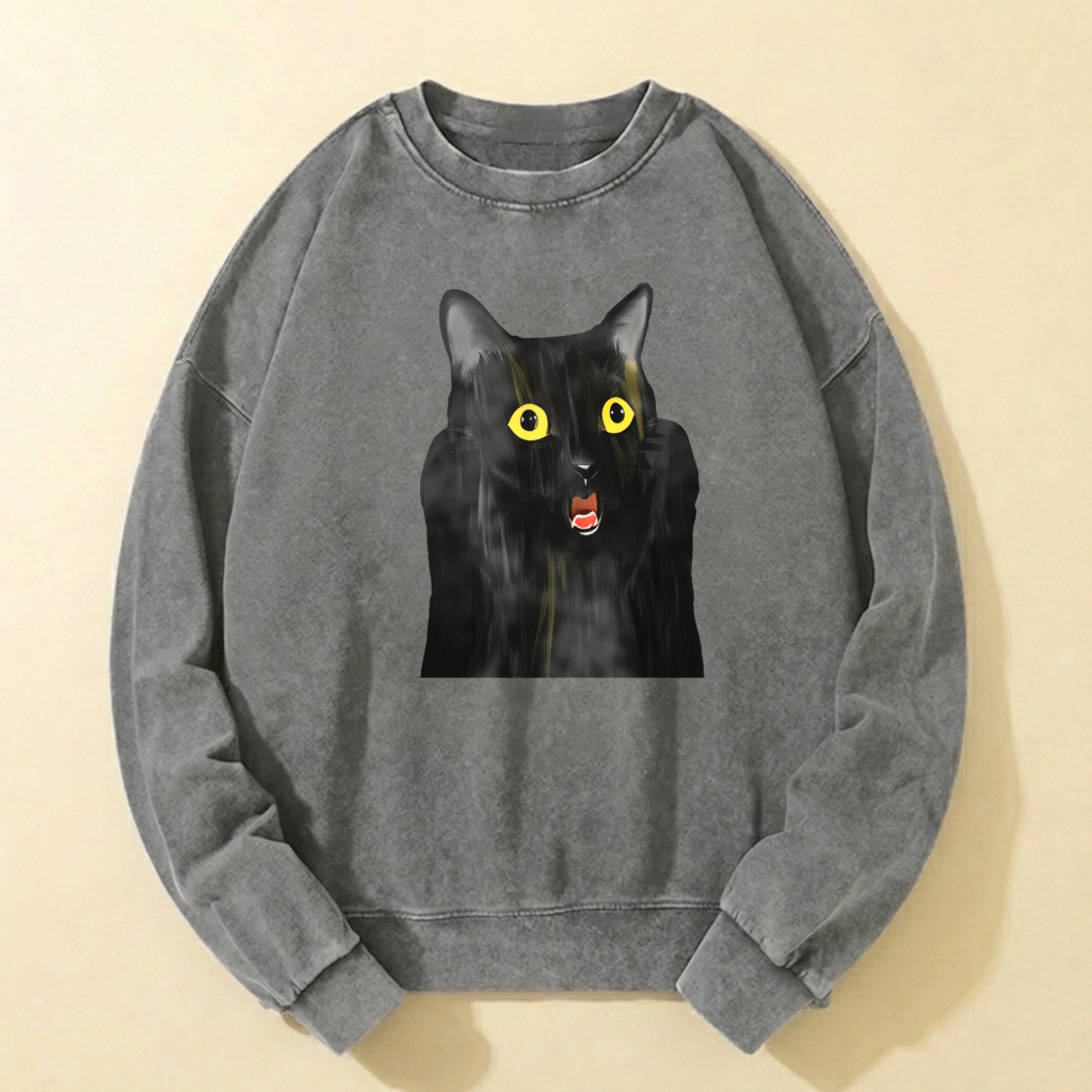 Black Cat Graphic Sweatshirt Unisex Cotton Long Sleeve Pullover Casual Top