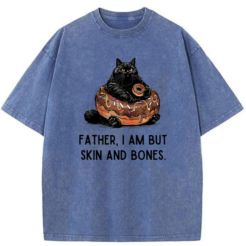 Black Cat On Donut With Text Below tshirt 100% cotton