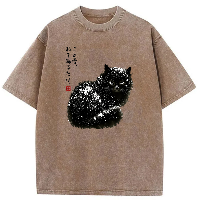 White Cat With Japanese Text And Red Seal tshirt 100% cotton