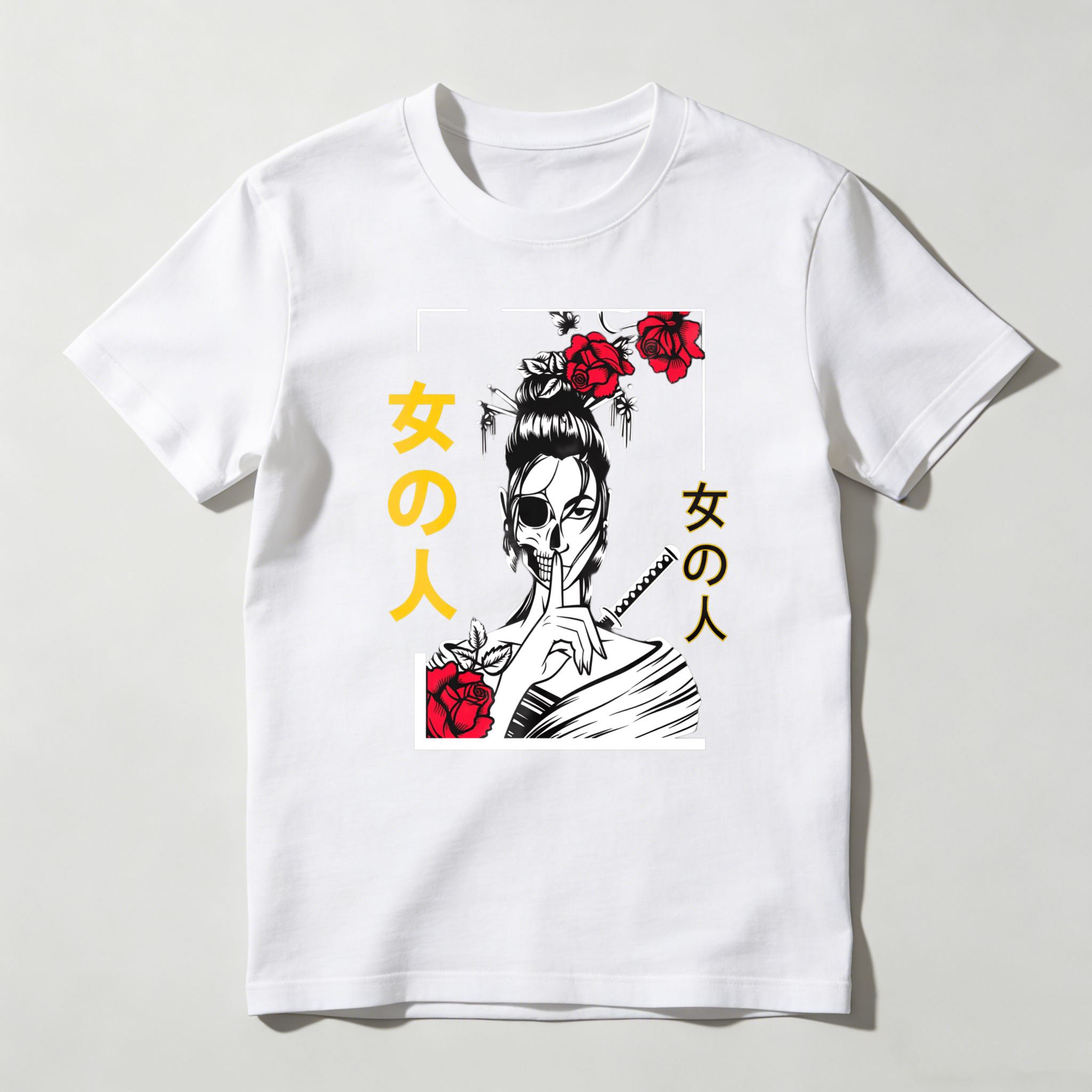 Woman With Rose And Sword Art tshirt 100% cotton