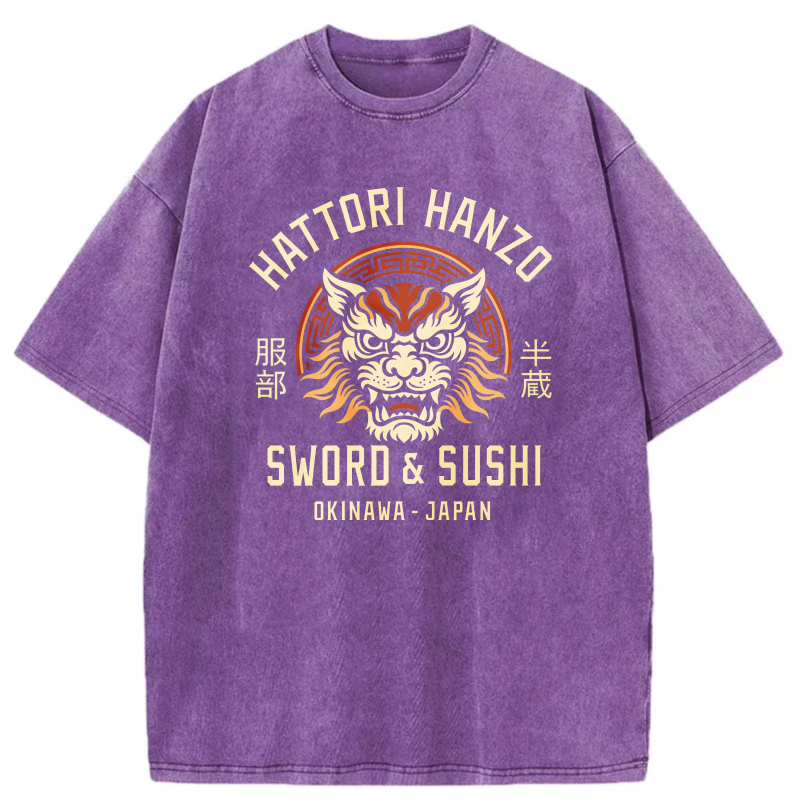 Hattori Hanzo Sword And Sushi Okinawa Japan tshirt 100% cotton