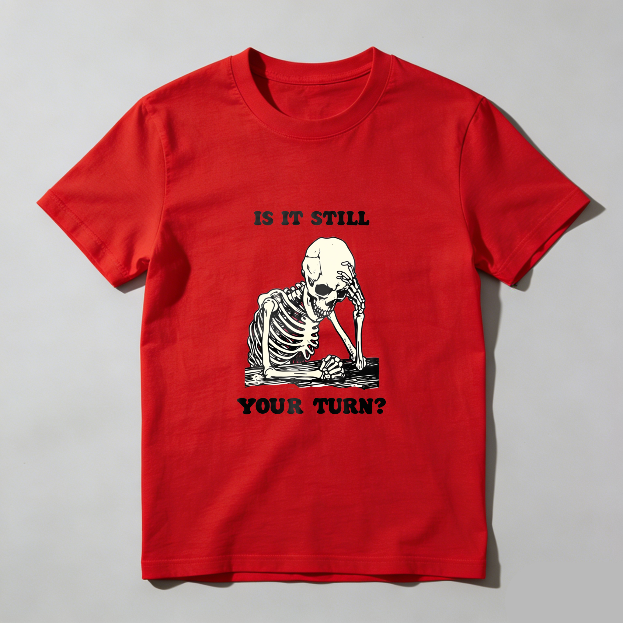 Skeleton Playing Chess With Text tshirt 100% cotton