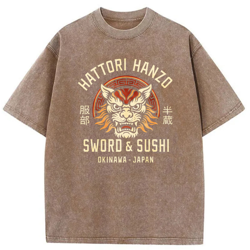 Hattori Hanzo Sword And Sushi Okinawa Japan tshirt 100% cotton