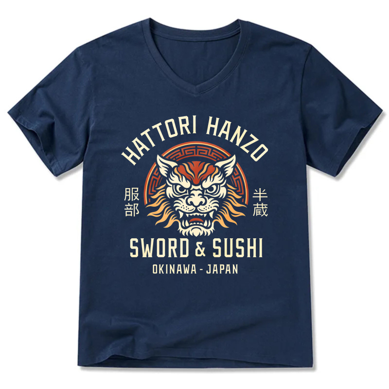 Hattori Hanzo Sword And Sushi Okinawa Japan T Shirt With Tiger Design