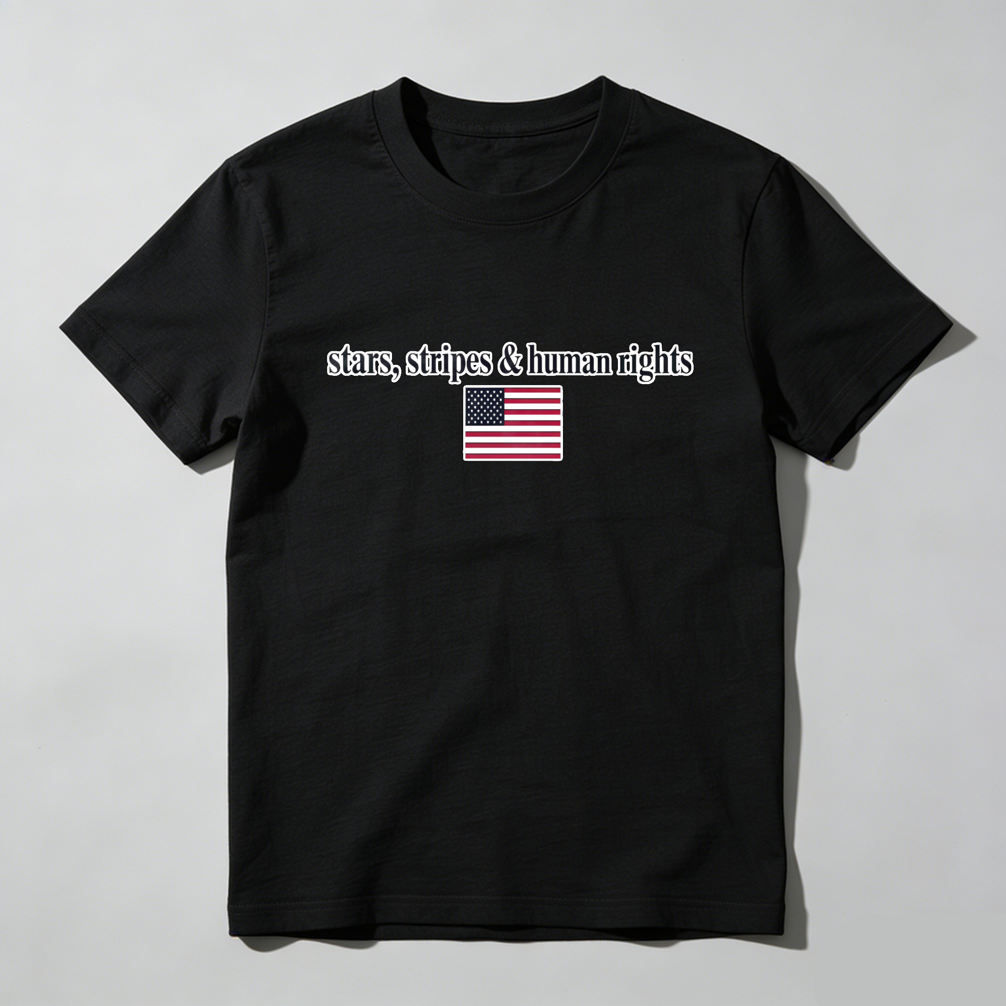 Stars Stripes And Human Rights Flag 100% Cotton Graphic T-shirt