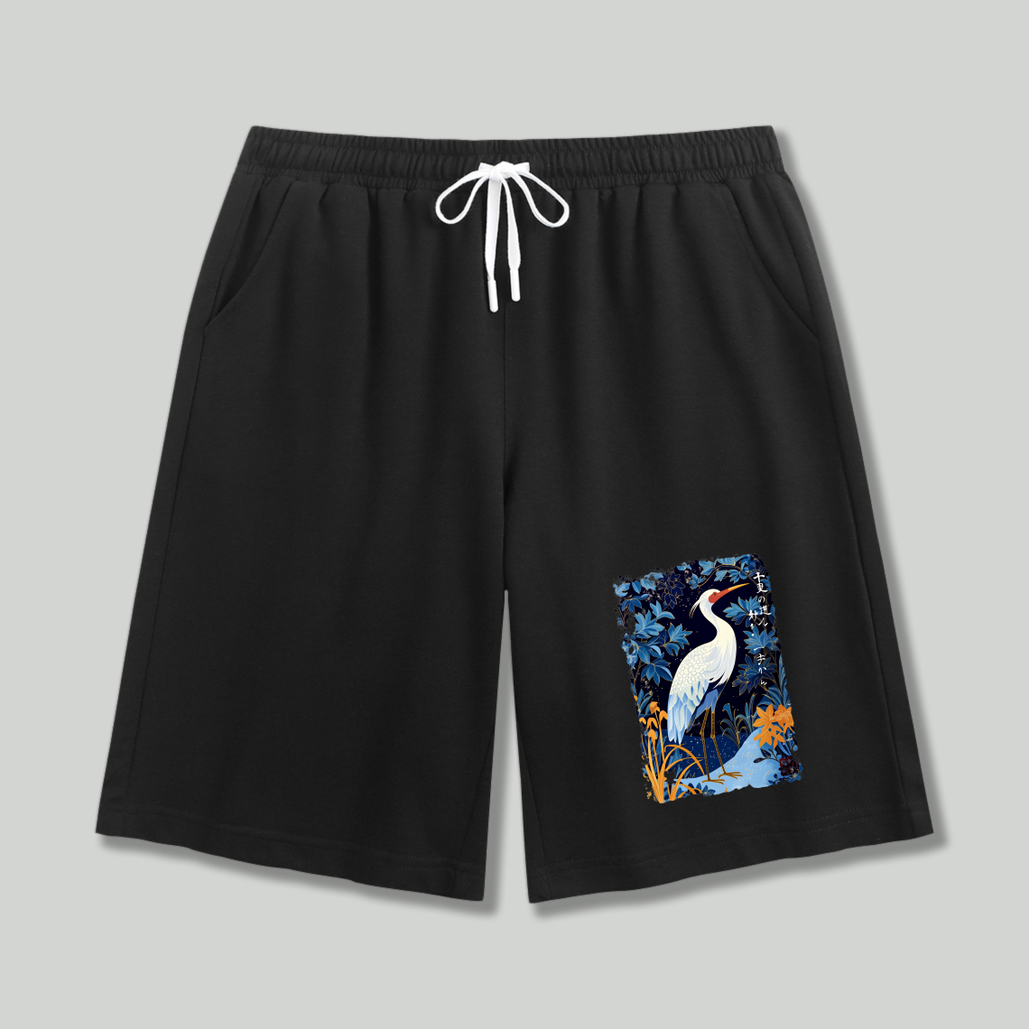White Heron In Blue Marsh Landscape Shorts