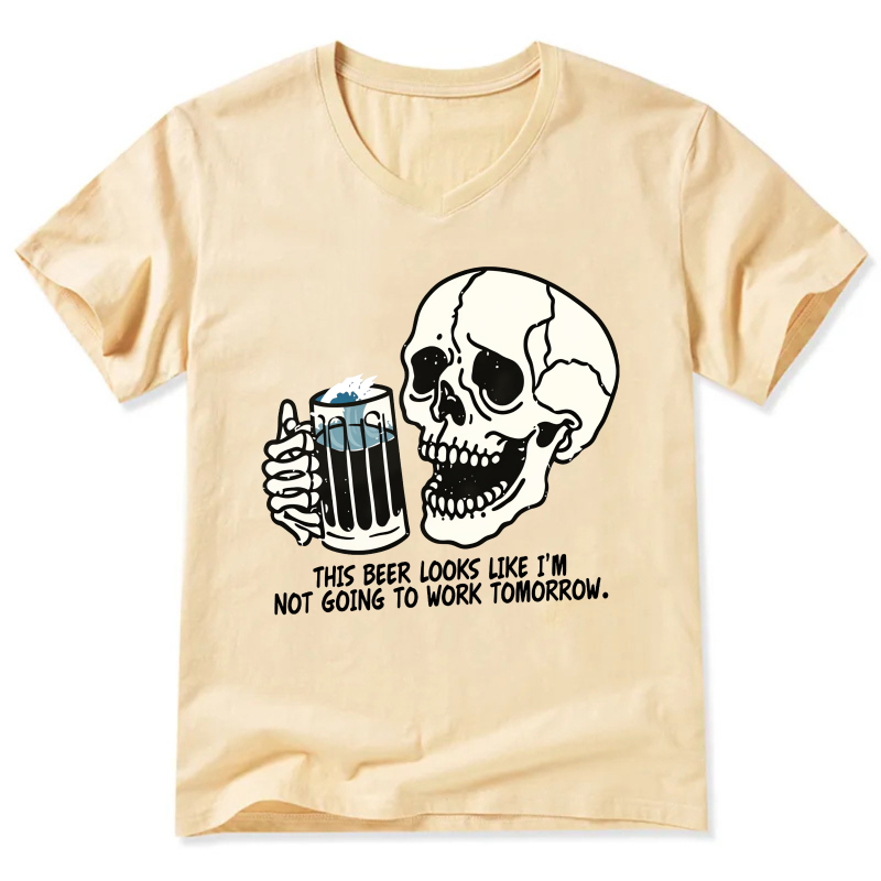Funny Skull Beer T-Shirt With Humor Quote For Party And Casual Wear