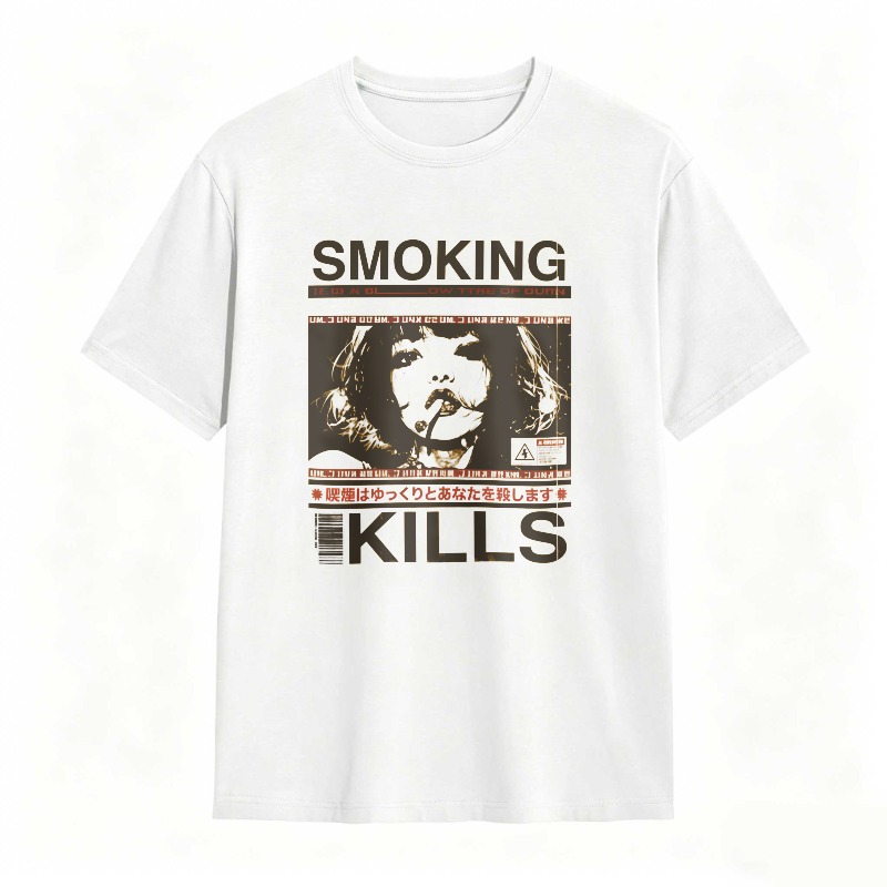 Smoking Kills Warning Graphic Design tshirt 100% cotton