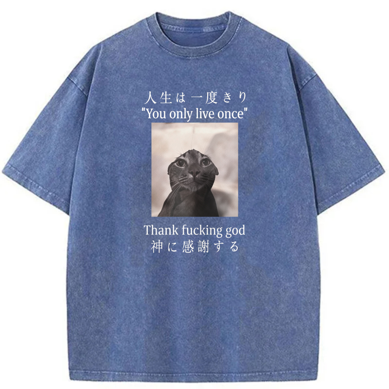 Life Is Once Only Thank God For Cat tshirt 100% cotton
