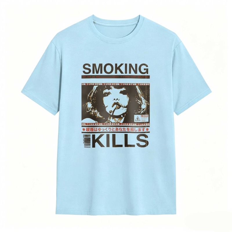 Smoking Kills Warning Graphic Design tshirt 100% cotton