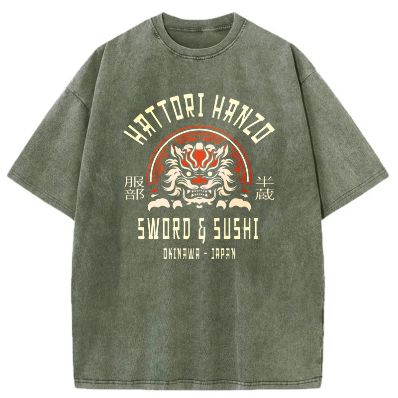 Hattori Hanzo Sword Sushi Okinawa Japan tshirt 100% cotton