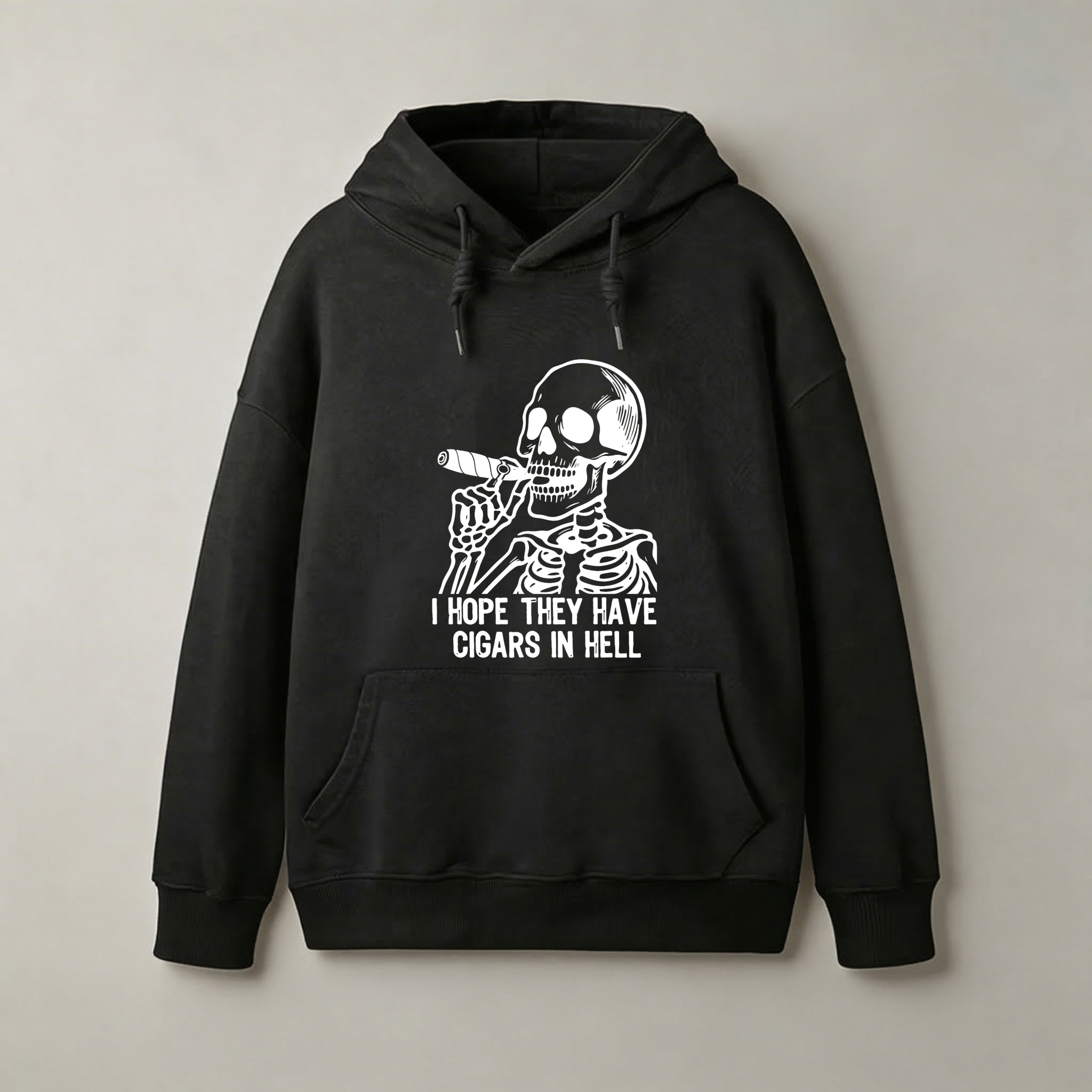 Skeleton Smoking Cigar I Hope They Have Cigars In Hell Hoodie Black Sweatshirt