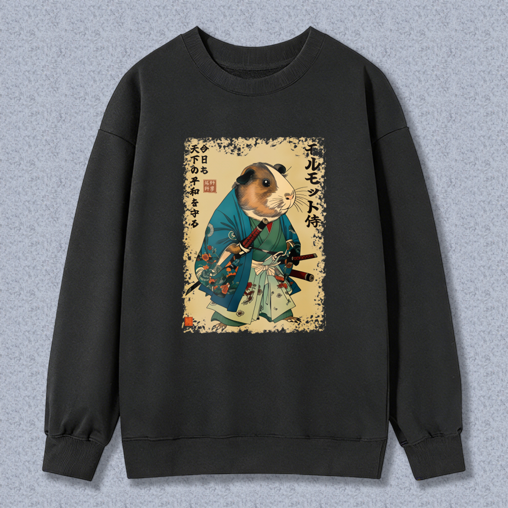 Guinea Pig Samurai Warrior Japanese Art Sweatshirt Unisex Crewneck Pullover Fashion Gift