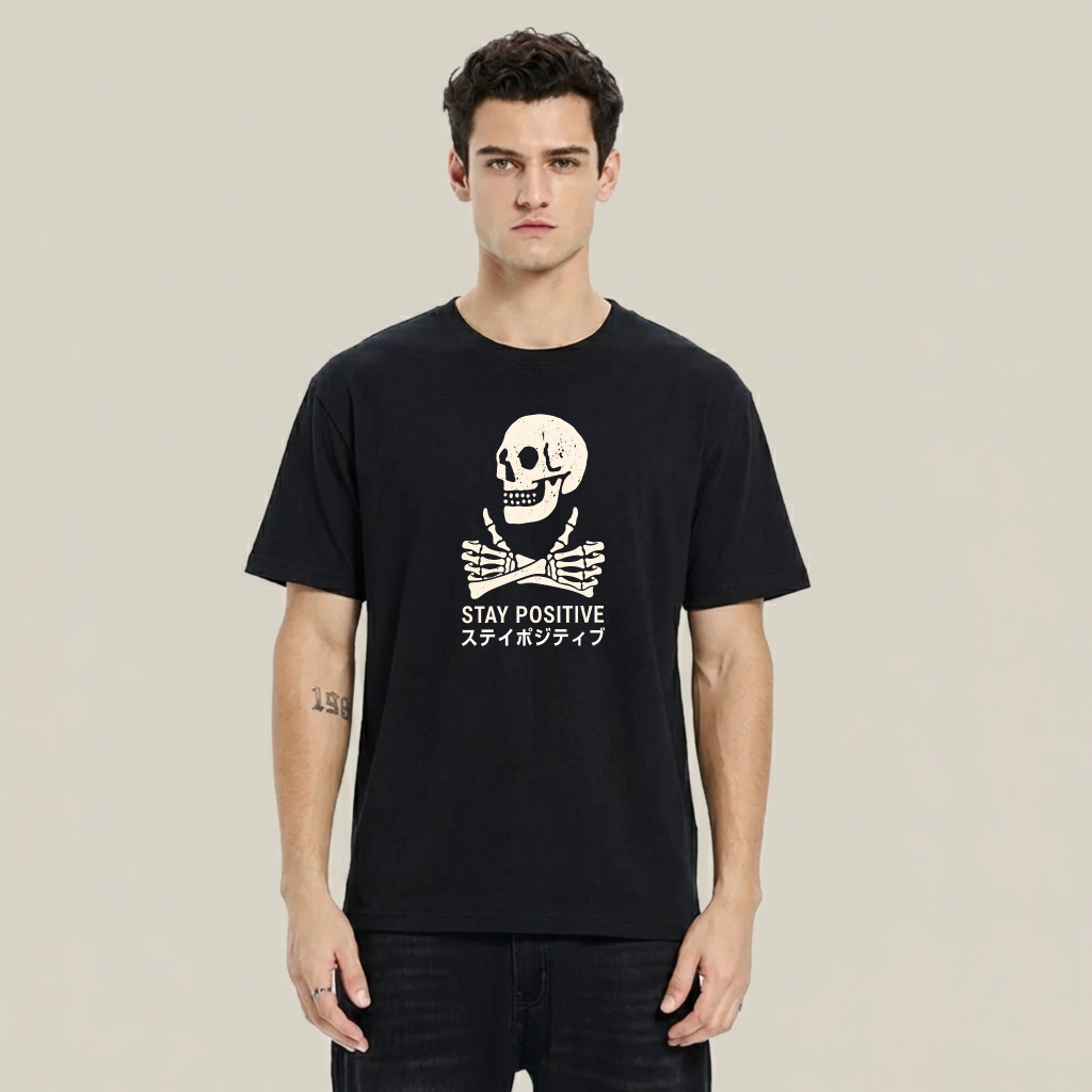 Skull With Crossed Bones And Text tshirt 100% cotton