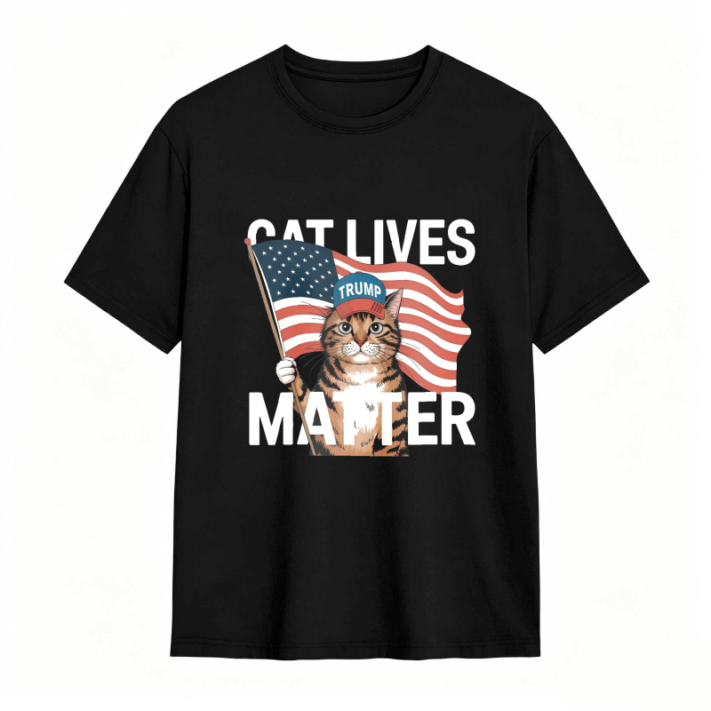 Cat Lives Matter Trump Flag Cat tshirt 100% cotton