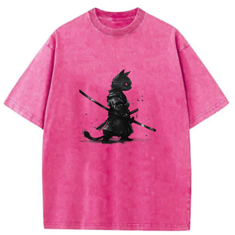 Cat Warrior With Sword Walking tshirt 100% cotton