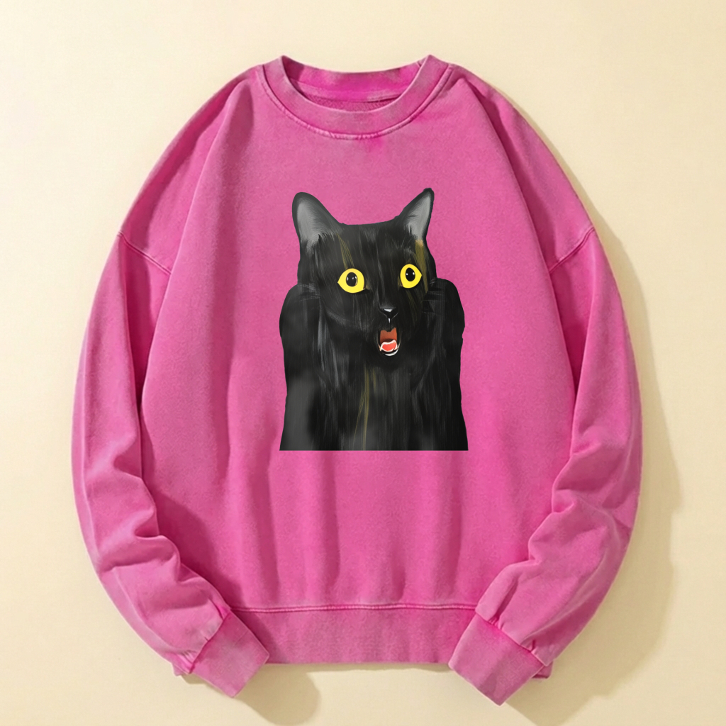 Black Cat Graphic Sweatshirt Unisex Cotton Long Sleeve Pullover Casual Top