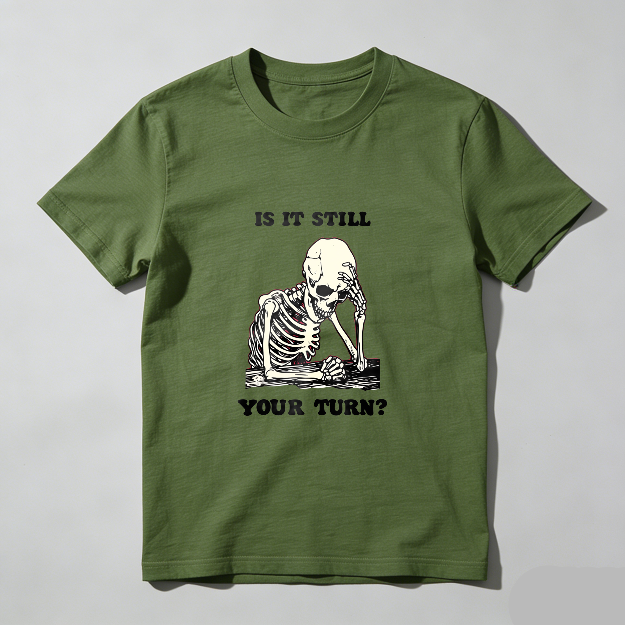 Skeleton Playing Chess With Text tshirt 100% cotton