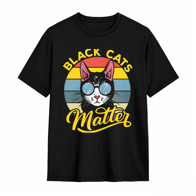 Black Cats Matter Cat With Sunglasses tshirt 100% cotton