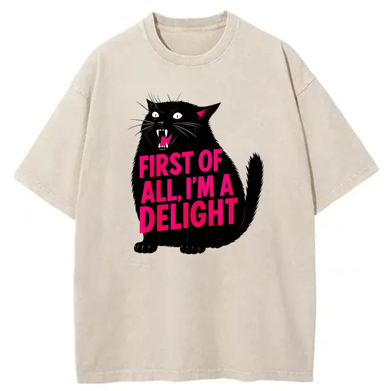 Black Cat With Pink Text Delight tshirt 100% cotton