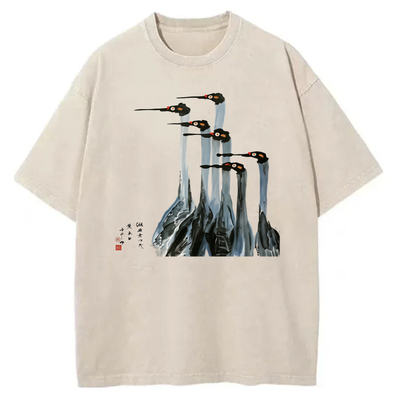 Birds Perched On Rock Formation tshirt 100% cotton