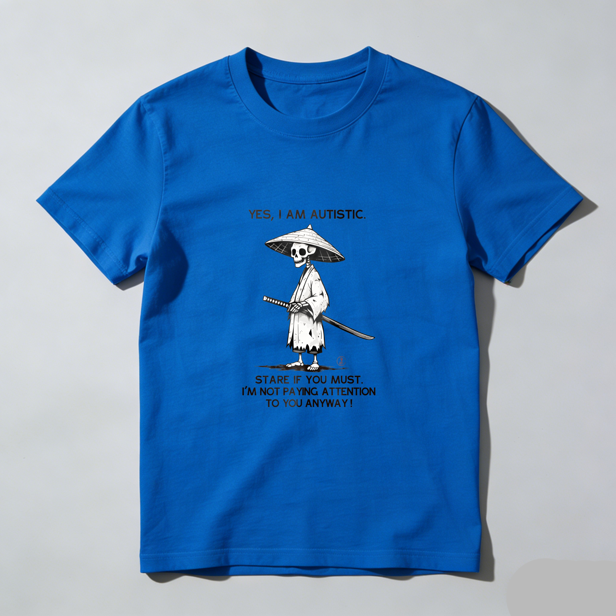 Skeleton Samurai With Umbrella And Sword tshirt 100% cotton